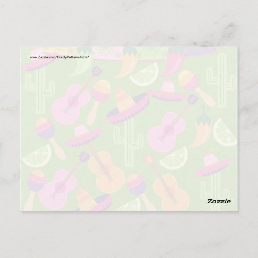 Fiesta Party Sombrero Cactus Limes Peppers Maracas Briefkaart (Achterkant)