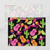 Fiesta Party Sombrero Cactus Limes Peppers Maracas Briefkaart (Voorkant / Achterkant)