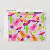 Fiesta Party Sombrero Cactus Limes Peppers Maracas Briefkaart (Voorkant / Achterkant)