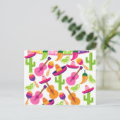 Fiesta Party Sombrero Cactus Limes Peppers Maracas Briefkaart (Staand voorkant)