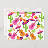 Fiesta Party Sombrero Cactus Limes Peppers Maracas Briefkaart (Voorkant / Achterkant)