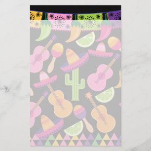 Fiesta Party Sombrero Cactus Limes Peppers Maracas Briefpapier