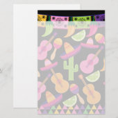 Fiesta Party Sombrero Cactus Limes Peppers Maracas Briefpapier (Voorkant / Achterkant)