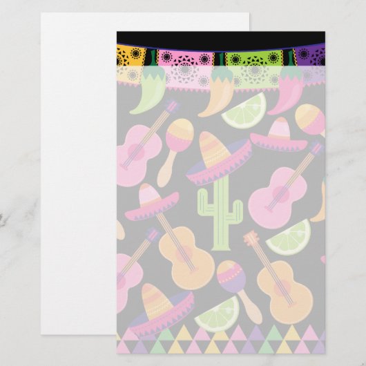 Fiesta Party Sombrero Cactus Limes Peppers Maracas Briefpapier (Voorkant / Achterkant)