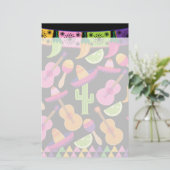 Fiesta Party Sombrero Cactus Limes Peppers Maracas Briefpapier (Staand voorkant)