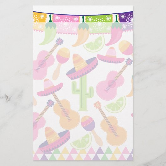 Fiesta Party Sombrero Cactus Limes Peppers Maracas Briefpapier (Voorkant)