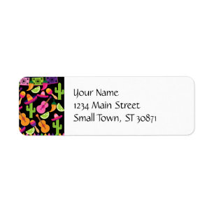 Fiesta Party Sombrero Cactus Limes Peppers Maracas Etiket