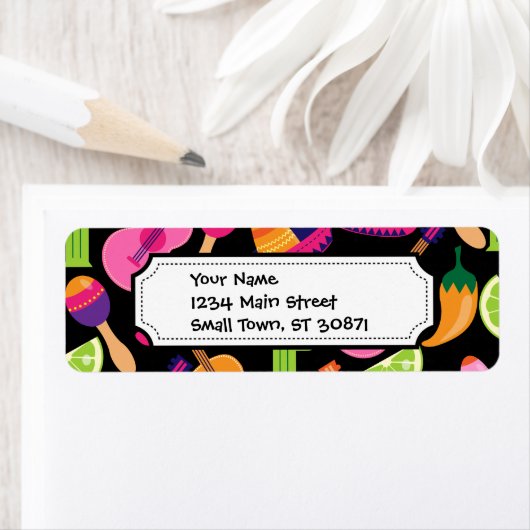 Fiesta Party Sombrero Cactus Limes Peppers Maracas Etiket (Insitu)