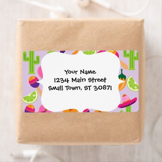 Fiesta Party Sombrero Cactus Limes Peppers Maracas Etiket (Insitu)