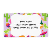 Fiesta Party Sombrero Cactus Limes Peppers Maracas Etiket (Voorkant)