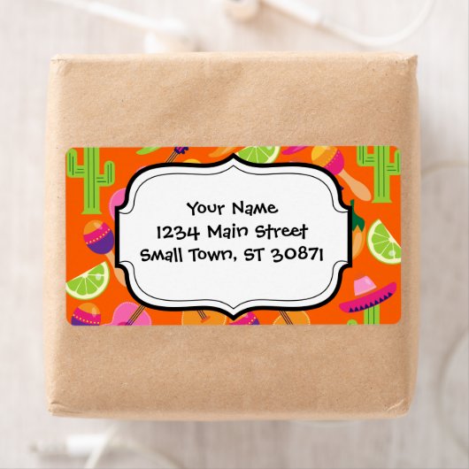 Fiesta Party Sombrero Cactus Limes Peppers Maracas Etiket (Insitu)