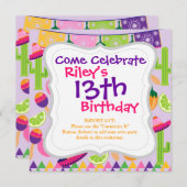 Fiesta Party Sombrero Cactus Limes Peppers Maracas Kaart (Voorkant / Achterkant)