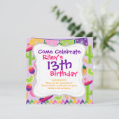 Fiesta Party Sombrero Cactus Limes Peppers Maracas Kaart (Staand voorkant)