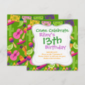 Fiesta Party Sombrero Cactus Limes Peppers Maracas Kaart (Voorkant / Achterkant)