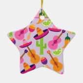 Fiesta Party Sombrero Cactus Limes Peppers Maracas Keramisch Ornament (Achterkant)