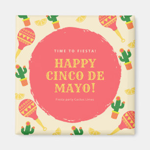 Fiesta Party Sombrero Cactus Limes Peppers Maracas Magneet