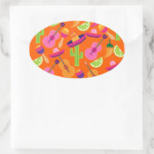 Fiesta Party Sombrero Cactus Limes Peppers Maracas Ovale Sticker (Tas)