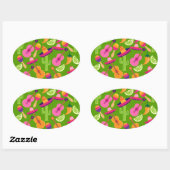 Fiesta Party Sombrero Cactus Limes Peppers Maracas Ovale Sticker (Vel)