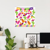 Fiesta Party Sombrero Cactus Limes Peppers Maracas Poster (Thuiskantoor)