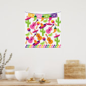 Fiesta Party Sombrero Cactus Limes Peppers Maracas Poster (Keuken)