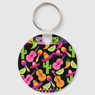 Fiesta Party Sombrero Cactus Limes Peppers Maracas Sleutelhanger