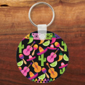 Fiesta Party Sombrero Cactus Limes Peppers Maracas Sleutelhanger (Voorkant)