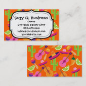 Fiesta Party Sombrero Cactus Limes Peppers Maracas Visitekaartje (Voorkant / Achterkant)