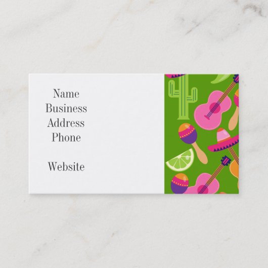Fiesta Party Sombrero Cactus Limes Peppers Maracas Visitekaartje (Voorkant)
