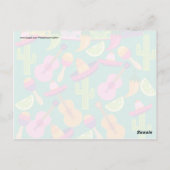 Fiesta Party Sombrero Limes Guitar Maraca Saguaro Briefkaart (Achterkant)