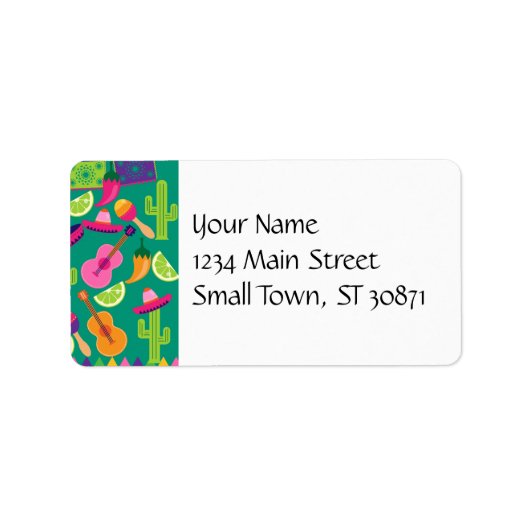 Fiesta Party Sombrero Limes Guitar Maraca Saguaro Etiket (Voorkant)