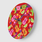 Fiesta Party Sombrero Limes Guitar Maraca Saguaro Grote Klok (Hoek)