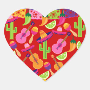Fiesta Party Sombrero Limes Guitar Maraca Saguaro Hart Sticker
