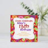 Fiesta Party Sombrero Limes Guitar Maraca Saguaro Kaart (Staand voorkant)