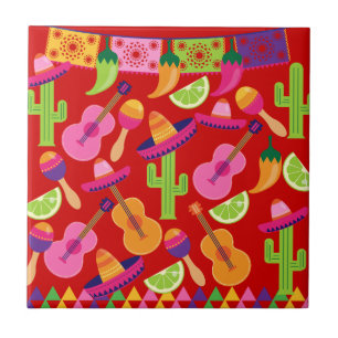 Fiesta Party Sombrero Limes Guitar Maraca Saguaro Tegeltje