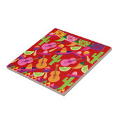 Fiesta Party Sombrero Limes Guitar Maraca Saguaro Tegeltje (Zijkant)