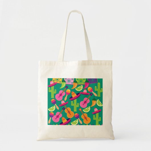 Fiesta Party Sombrero Limes Guitar Maraca Saguaro Tote Bag (Voorkant)