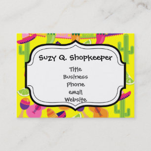 Fiesta Party Sombrero Limes Guitar Maraca Saguaro Visitekaartje