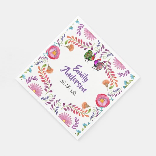 FIESTA Partyware Personalized Folk Art Flowers Servet (Hoek)