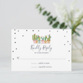Fiesta Pastel Cactus Bruiloft RSVP Kaarten Kaartje (Staand voorkant)