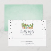 Fiesta Pastel Cactus Bruiloft RSVP Kaarten Kaartje (Voorkant / Achterkant)
