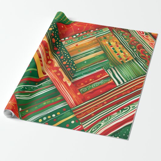 fiesta patchwork wrapping paper cadeaupapier (Uitgerold)