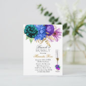 Fiesta Peacock Peony Brunch & Bubble Invites Kaart (Staand voorkant)