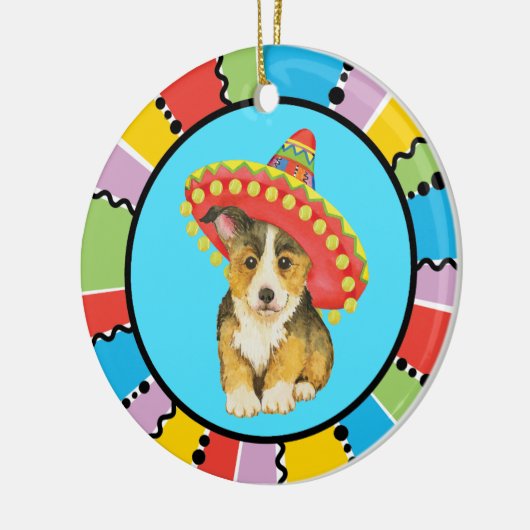 Fiesta Pembroke Welsh Corgi Ceramic Ornament (Links)