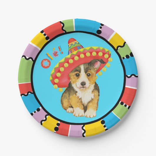 Fiesta Pembroke Welsh Corgi Paper Borden Papieren Bordje (Voorkant)