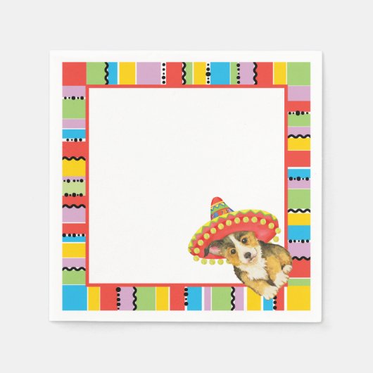 Fiesta Pembroke Welsh Corgi Paper Napkins Servet (Voorkant)