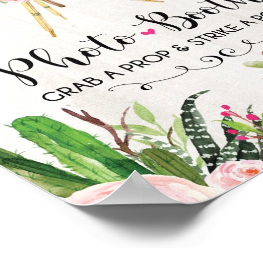 Fiesta Photo Booth Selfie Station Sign Cactus Prop Poster (Hoek)