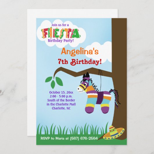 Fiesta Pinata Cinco de Mayo Birthday Invitations Kaart (Voorkant / Achterkant)