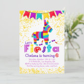 Fiesta Piñata verjaardagsfeestje kleurrijke uitnod Kaart (Staand voorkant)