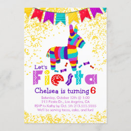 Fiesta Piñata verjaardagsfeestje kleurrijke uitnod Kaart