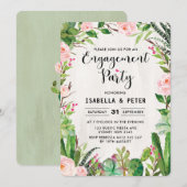 Fiesta Pink Floral Engagement Party Kaart (Voorkant / Achterkant)